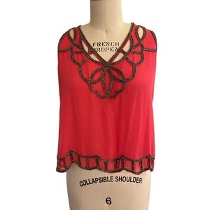 Beaded bright pink/ orange top size small
